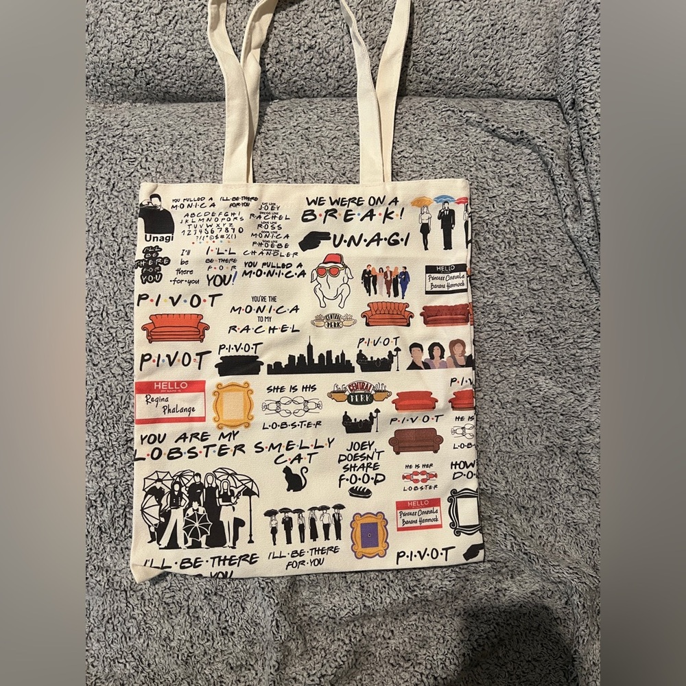 Friends Themed Tote Bag with Quotes
